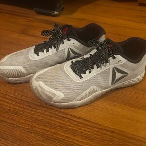 Reebok White and Black Nanos CrossFit shoes